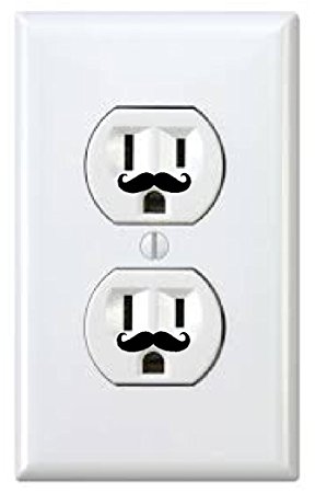 Mustache outlet funny vinyl sticker decal cute wall art (24 pieces-12 outlets)