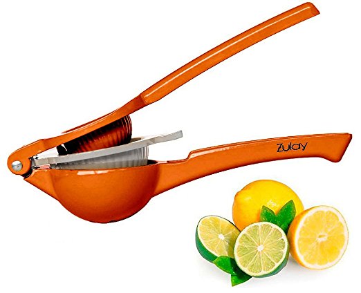 Top Rated Zulay Premium Quality Metal Lemon Lime Squeezer - Manual Citrus Press Juicer, Cool Orange