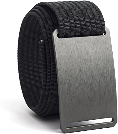 GRIP6 36 Inch Grey Casual Web Belts for Men | Gunmetal Buckle w/Black Strap