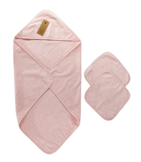 Arus Baby Organic Turkish Cotton Terry Hooded Nursery Towel Wrap Set, Pink