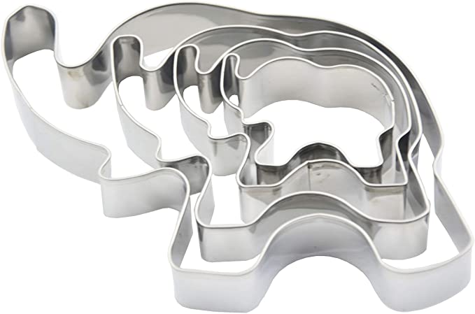 4 PCS Set Cute Elephant Shaped Stainless Steel Cake Fondant Cookie Mold Cutters