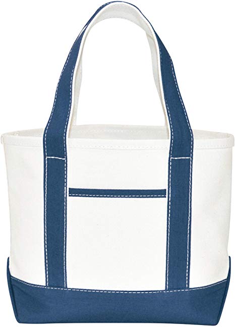 DALIX 14" Mini Small Cotton Canvas Party Favor Wedding Gift Tote Bag in Navy Blue