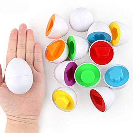 Batteraw 6Pcs Kids Infant Toddler Simulation Eggs Color Shape Matching Egg Set Educational Development Puzzle Toy