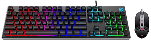 HP K500F Backlit Membrane Wired Gaming Keyboard with Mixed Color Lighting(7ZZ97AA) & M270 Backlit USB Wired Gaming Mouse with 6 Buttons, 4-Speed Customizable 2400 DPI (7ZZ87AA)