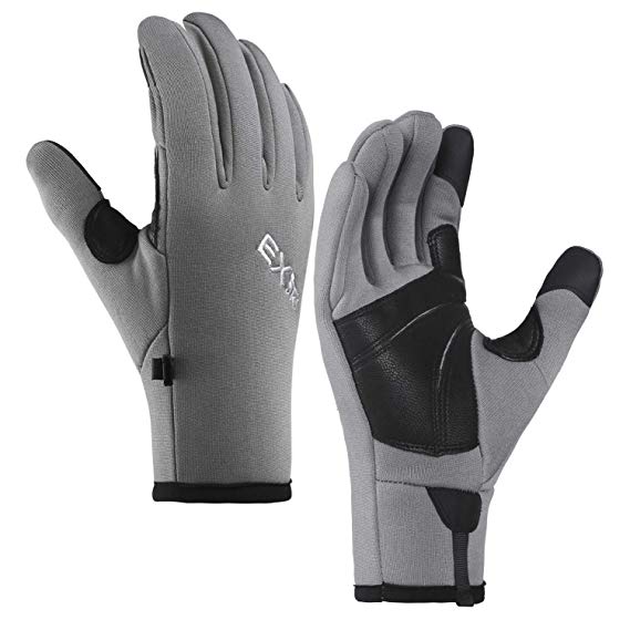 MCTi Winter Touchscreen Gloves Sensor Gloves Liner Goatskin Leather Palm Fleece Lined for Driving Hiking Camping Running Sports for Mens Womens