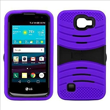 Phone Case for Straight Talk LG Rebel 4g LTE (Tracfone) / LG Optimus Zone 3 4G LTE / LG K4 4g LTE (Verizon Wireless)/ LG Spree ( Cricket Wireless ) Rugged Heavy Duty Armo Cover Stand-Purple