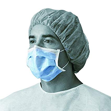 Medline NON27375Z Standard Procedure Face Mask, Cellulose, Blue, Case of 50
