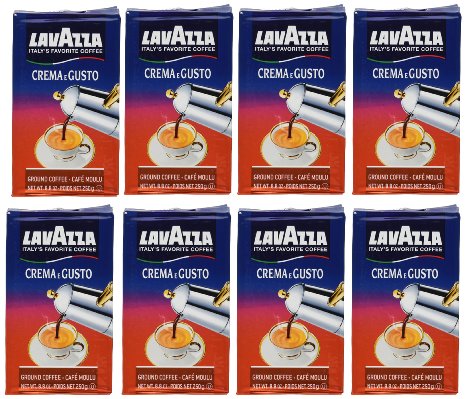 Lavazza Crema e Gusto Ground Coffee, Italian , 8.8-Ounce Bricks ( (pack of 8)