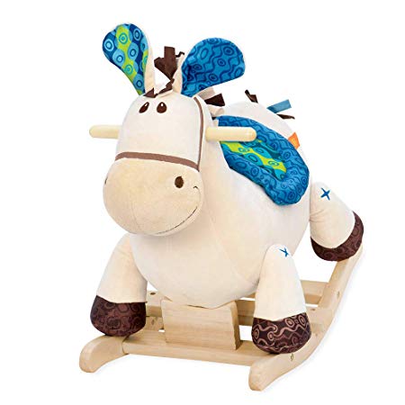 B toys – Banjo Wooden Rocking Horse – Rodeo Rocker – BPA Free Soft Riding Horse Toy for Toddlers and Babies 18m