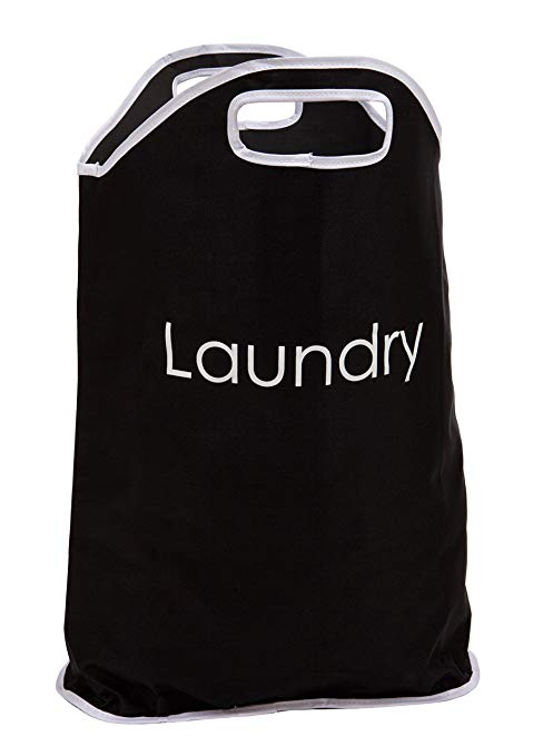 Viceni Polyester Laundry Bag with White Writing and Integrated Handles - Black