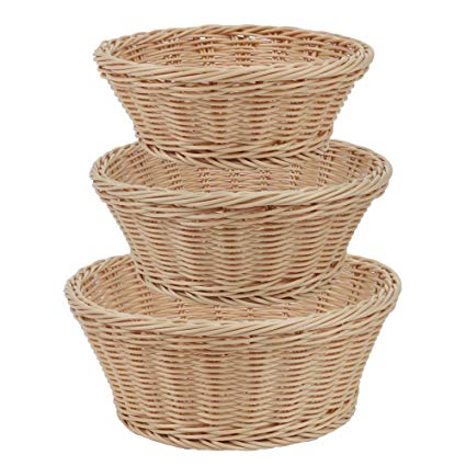 Home-X Nestable Round Basket Set, The Perfect Addition to Any Home, Wicker Look (Set of 3)