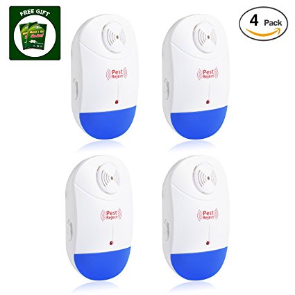 Pest Control Ultrasonic - Pack of 4 Electronic Plug in Pest Repeller Indoor - Rodents & Insects Repellent - Repels Bug, Cockroach, Mosquito, Ant, Spider, Mouse, Rat Environment-friendly