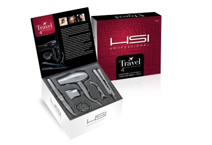 HSI Professional Travel Set Mini Flat iron dryer  difusser curling iron clip Dual Voltage 110-220v