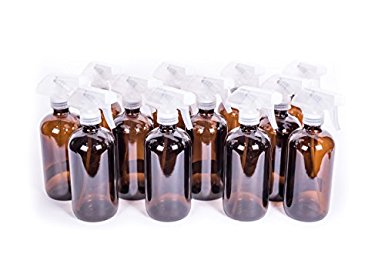 My Oil Gear 8oz Amber Glass Bottle with Trigger Sprayer for Essential Oils (12-pack)