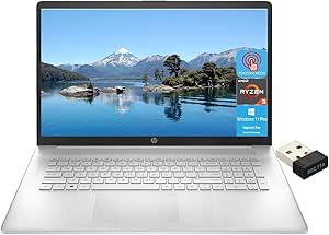 HP 2024 Newest Business Laptop, 17.3" Touchscreen, AMD Ryzen 5 7530U(6-core), 32GB RAM, 1TB SSD, AMD Radeon Graphics, HD Webcam, WiFi 6, Bluetooth, Windows 11 Pro, with USB WiFi Adapter