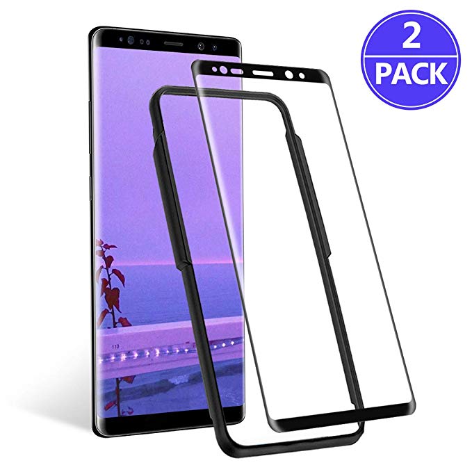 TAOZZY [Case Compatible Galaxy NOTE8 Tempered Glass Screen Protector(2 Pack/Free Installation Frame/Scratchproof/Bubble-Free/) Reinforced Screen Guard for Samsung Galaxy Note 8