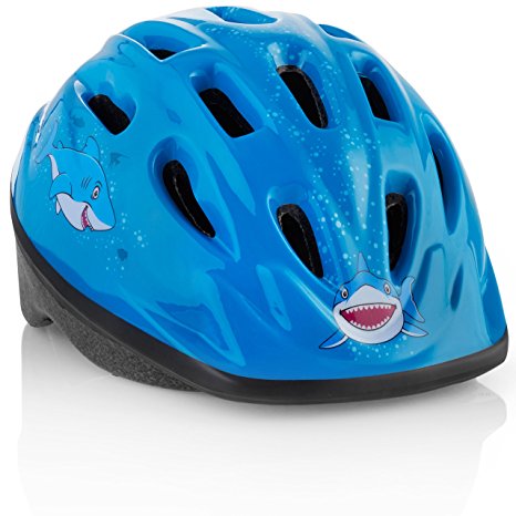 KIDS Bike Helmet – Adjustable from Toddler to Youth Size, Ages 3-7 - Durable Kid Bicycle Helmets with Fun Aquatic Design Boys and Girls will LOVE - CSPC Certified for Safety and Comfort - FunWave