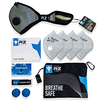RZ M2 Mesh N99 Dust/Air Filtration Mask Bonus Pack Mask N99 Washable New Adjustable Strap Allergy/Asthma/Construction/Woodworking/Pollution/Adult/Children (Medium (Up to 125lbs), Navy)