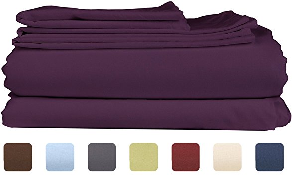 Full Size Sheet Set - 4 Piece Set - Hotel Luxury Bed Sheets - Extra Soft - Deep Pockets - Easy Fit - Breathable & Cooling - Wrinkle Free - Comfy – Purple Plum Bed Sheets - Fulls Sheets – 4 PC