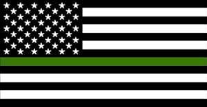 US Flag Thin Green Line Sticker (Service Border Parks Military Support Troops Vinyl Decal for Cars, Trucks, Laptops (3 x 5 inch)