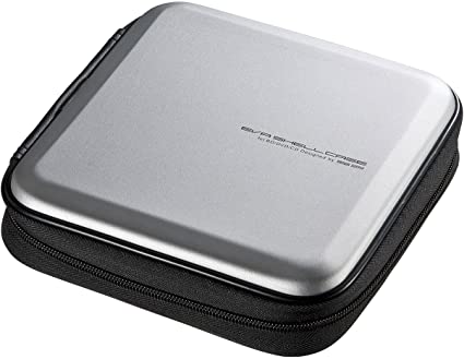 SANWA (Japan Brand) 24 Capacity CD Case, Portable DVD/VCD Storage, EVA Protective Blu-ray Wallet, Binder, Holder, Booklet for Car, Home, Office, Travel (Silver)