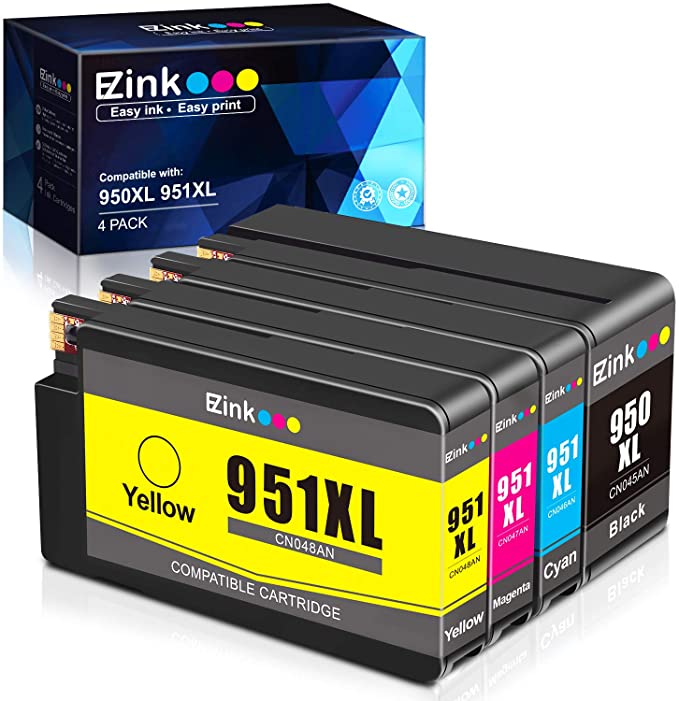E-Z Ink (TM) Compatible Ink Cartridge Replacement for HP 950XL 951XL 950 XL 951 XL to use with OfficeJet Pro 8610 8600 8615 8620 8625 8100 276dw 251dw (1 Black, 1 Cyan, 1 Magenta, 1 Yellow)
