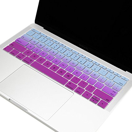 TOP CASE - Faded Ombre Series keyboard Cover Silicone Skin for MacBook Pro 13 inch A1708 (No TouchBar) Release 2017 & 2016 / Macbook 12-inch Retina A1534 - Serenity Blue & Purple