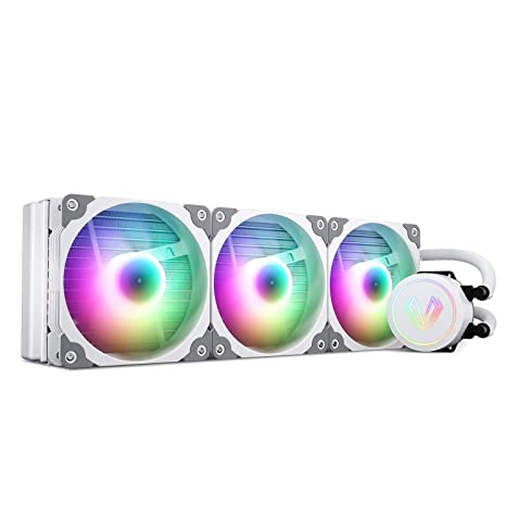 Vetroo V360 360mm Radiator White Addressable RGB All-in-one AIO CPU Liquid Water Cooler for Intel 1150/1151/1156 and AMD AM2/AMD3/AM4 3X 120mm ARGB PWM Fans w/Controller