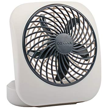 O2COOL 5" Battery Operated Portable Fan in WHITE/GREY