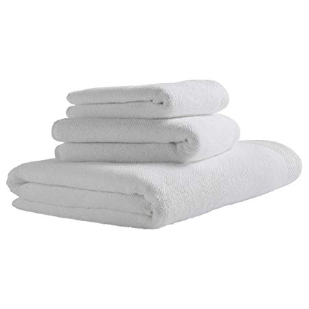 Rivet Popcorn Texture Organic Cotton Towel Set, Set of 3, Bright White