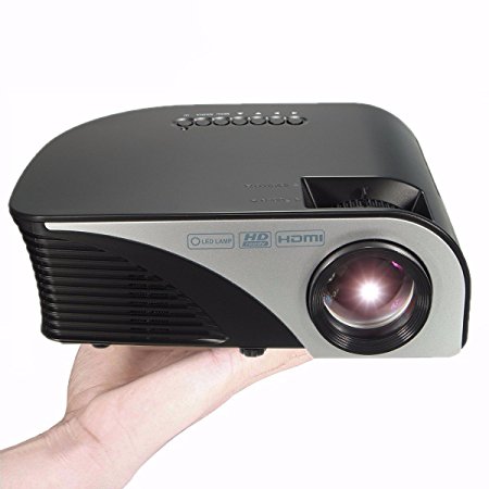 Portable LED Projector,ELEGIANT 1080P 1200 Lumens Mini Multimedia Home Theater Projector,Max 120'' Screen Optical Keystone AV/VGA/SD/USB/HDMI Interface,Ideal for Video Game,Movie Night Black