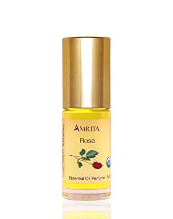 AMRITA Aromatherapy: Rose Essential oil Perfume - USDA Certified Organic & Alcohol-Free - Blended with Premium Therapeutic Quality Essential Oils - SIZE: 5ML