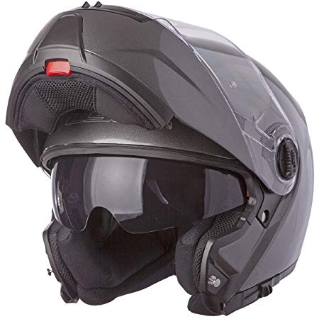 LS2 Helmets Strobe Solid Modular Motorcycle Helmet with Sunshield (Gunmetal, Large)