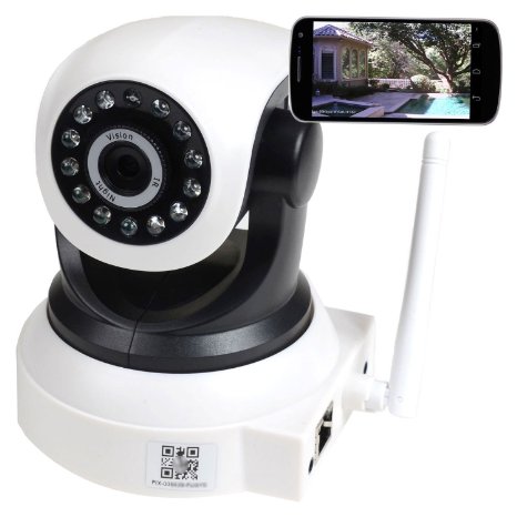 PowerLead IP Security Camera Wireless Audio Video with IP Camera Pan/Tilt/ Night Vision Built-in Microphone With Phone remote monitoring support