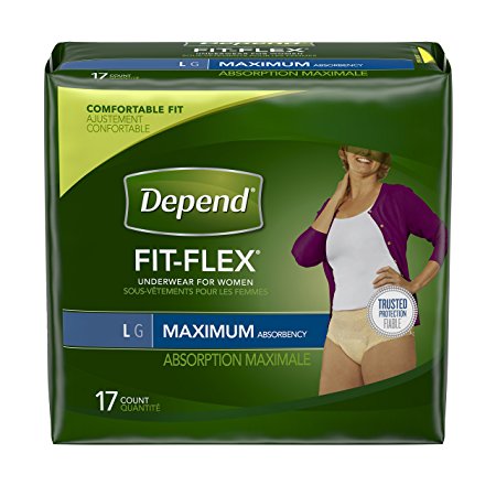 Depend Fit-Flex Underwear For Women Maximum Absorbency L - 17 CT