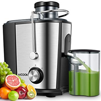 Juicer Machine, Aicook 600W Wide Mouth Juice Extractor Juicers for Whole Fruit and Vegetable, BPA-Free Food Grade Stainless Steel, Dual Speed Setting Centrifugal Juicer with Anti-drip Function