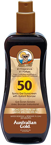 Australian Gold Spray Gel with Bronzer Sunscreen SPF 50, Coco Dreams, 237 Milliliters