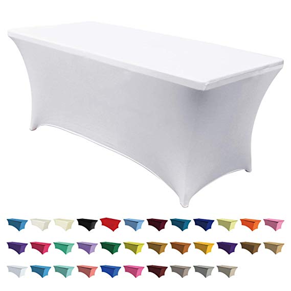 ABCCANOPY Spandex Table Cover 4 ft. Fitted Polyester Tablecloth Stretch Spandex Table Cover-Table Toppers White 48" L x 30" W x 30" H