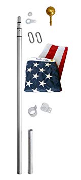 American Flag and Flagpole Set - 21 ft. 4 Section Telescoping Aluminum Pole with US Flag 3x5 ft. SolarGuard Nylon by Annin Flagmakers, Liberty Kit Model 320901