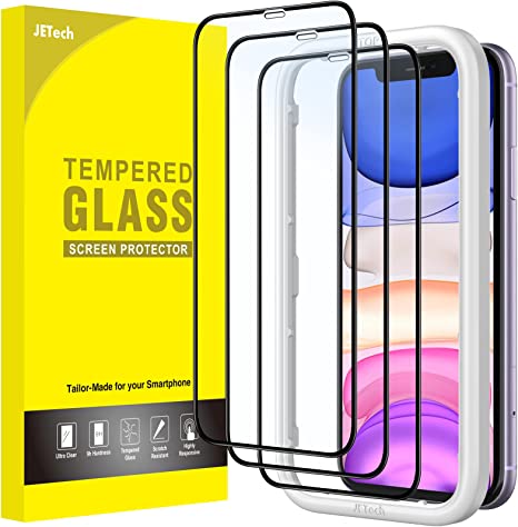 JETech Full Coverage Screen Protector for iPhone 11/XR 6.1-Inch, Tempered Glass Film with Easy Installation Tool, Case-Friendly, HD Clear, 3-Pack