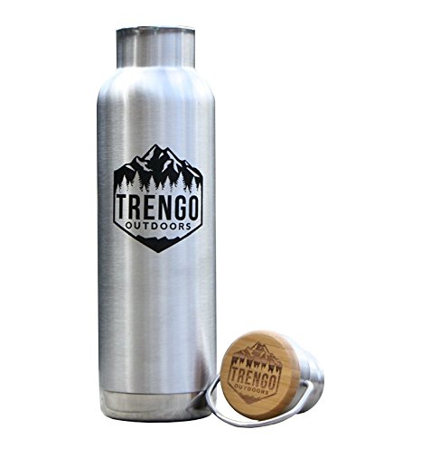 Trengo Outdoors Double Wall Vacuum Insulated Stainless Steel Water Bottle BPA FREE