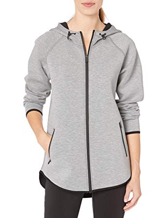 Amazon Essentials Women's Longer Length Tech-Sport Knit Full-Zip Hooded Jacket