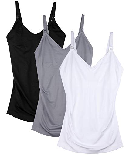 Womens Maternity Nursing Tank Cami for Breastfeeding with Adjustable Straps