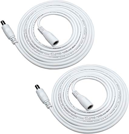 Liwinting 2pcs 5m/16.4ft DC Extension Cable, 12V DC Power Adapter Plug Extension Cord 2.1 mm x 5.5 mm Male to Female Extension Wire for DC 12V Power Adapter, CCTV Security Camera etc. - White