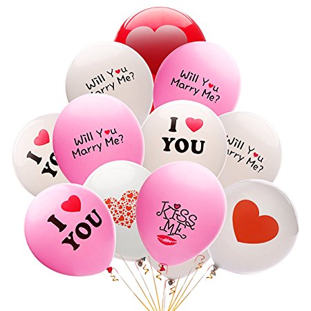 LeeSky 100 Pack 12 Inches I LOVE YOU Latex Ballons for Wedding,Valentine's Day,Proposal,Engagement Party,Birthday Party Decoration