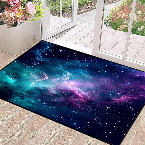 Galaxy Area Rug Dark Blue Outer Space Starry Sky Carpets for Kids Bedroom Living Room Glitter Throw Rugs Floor Mat 63 in x 31 in