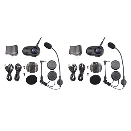 shkmhf6 motorcycle voice dial Bluetooth intercom headsets (set of 2) - Full Duplex Bluetooth Handsfree Intercom Communication