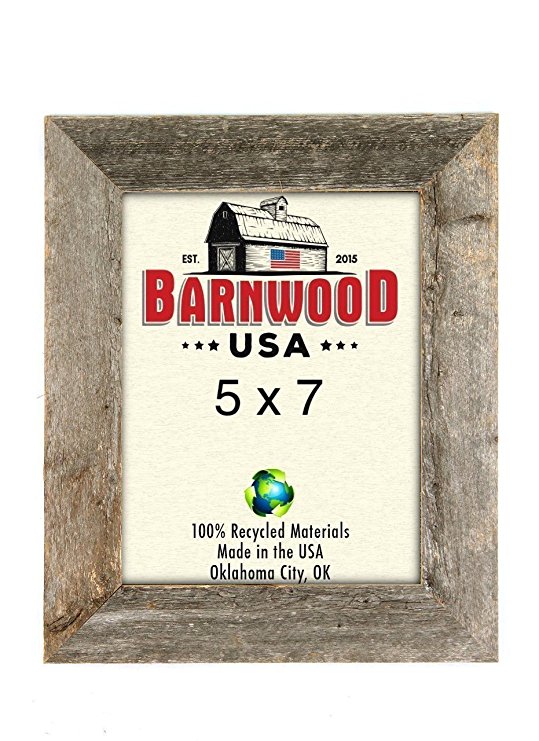 BarnwoodUSA Rustic 5 by 7 Inch Photo Frames 1 1/2 Inch Wide - 100% Reclaimed Wood, Weathered Gray