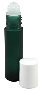 10 ml (1/3 fl oz) Green Frosted Glass Essential Oil Roll On Bottles - Pack of 4