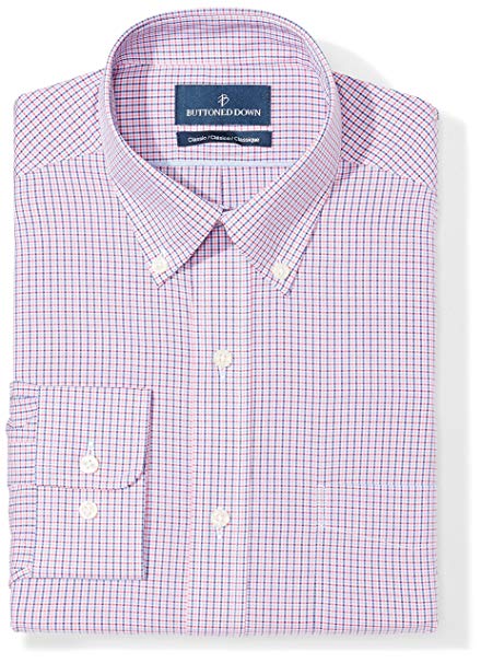 Amazon Brand - BUTTONED DOWN Men's Classic Fit Check Dress Shirt, Supima Cotton Non-Iron